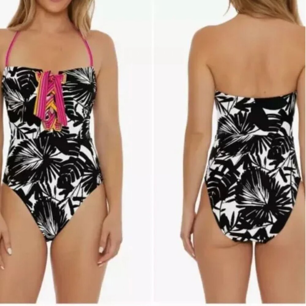 Trina Turk Lennox Bandeau Lace Up One Piece Swimsuit NWT $172 - Picture 6 of 9